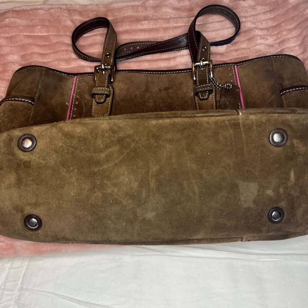 💎 RARE! LIMITED edition Coach bag! Brown suede and pink trim - Picture 10 of 11
